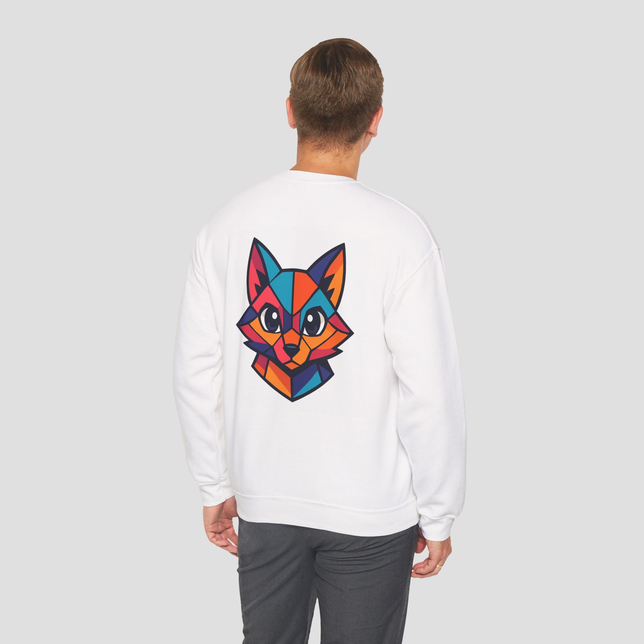 Geometric Colorful Fox Crewneck Sweatshirt
