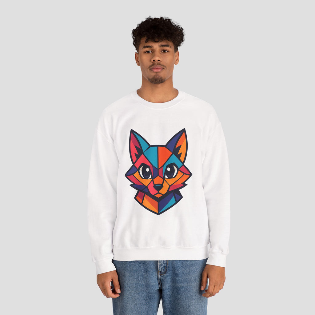 Geometric Colorful Fox Crewneck Sweatshirt