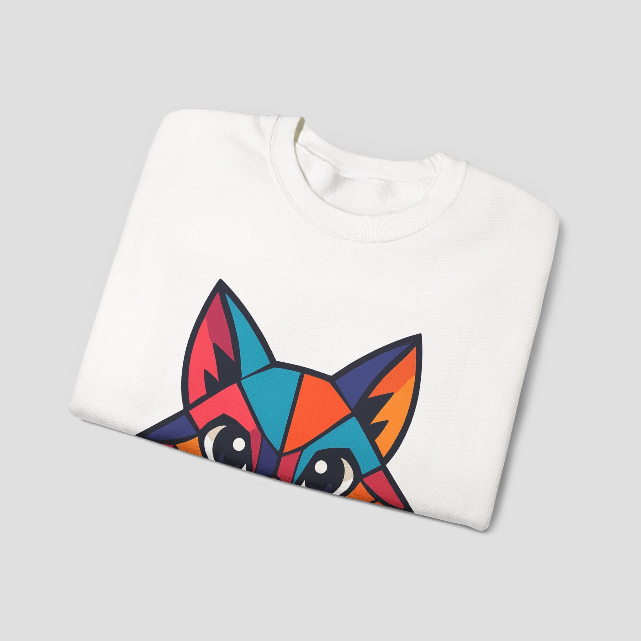 Geometric Colorful Fox Crewneck Sweatshirt