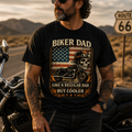 Unisex "Biker Dad Like a Regular Dad But Cooler" Funny Motorcycle T Shirt
