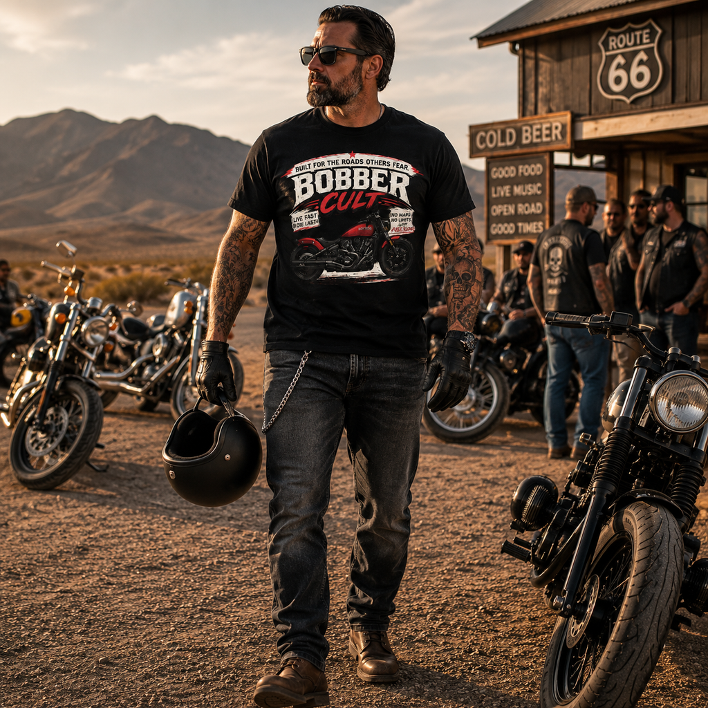 Unisex "Built For The Roads Others Fear" Bobber Cult Graphic Tee
