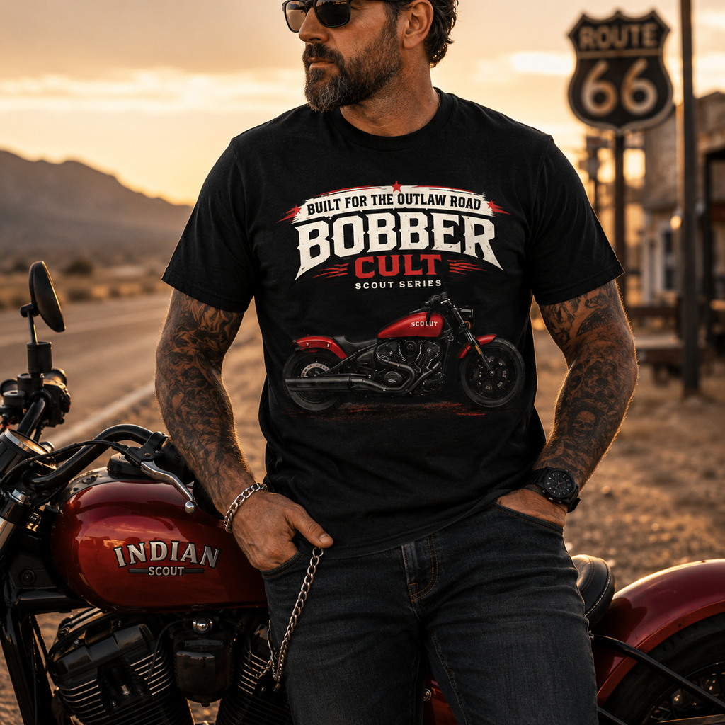 Unisex "Built For The Outlaw Road" Bobber Cult Motorcycle Graphic T Shirt