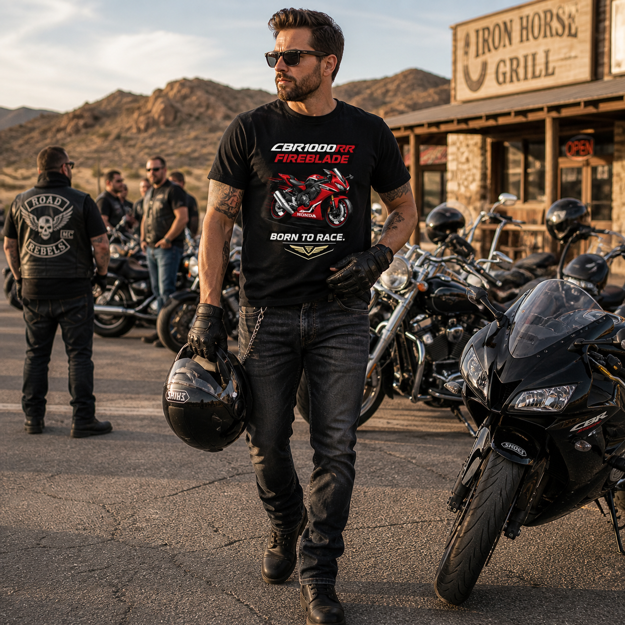 Unisex "CBR1000RR Fireblade Born to Race" Honda Motorcycle Graphic T Shirt