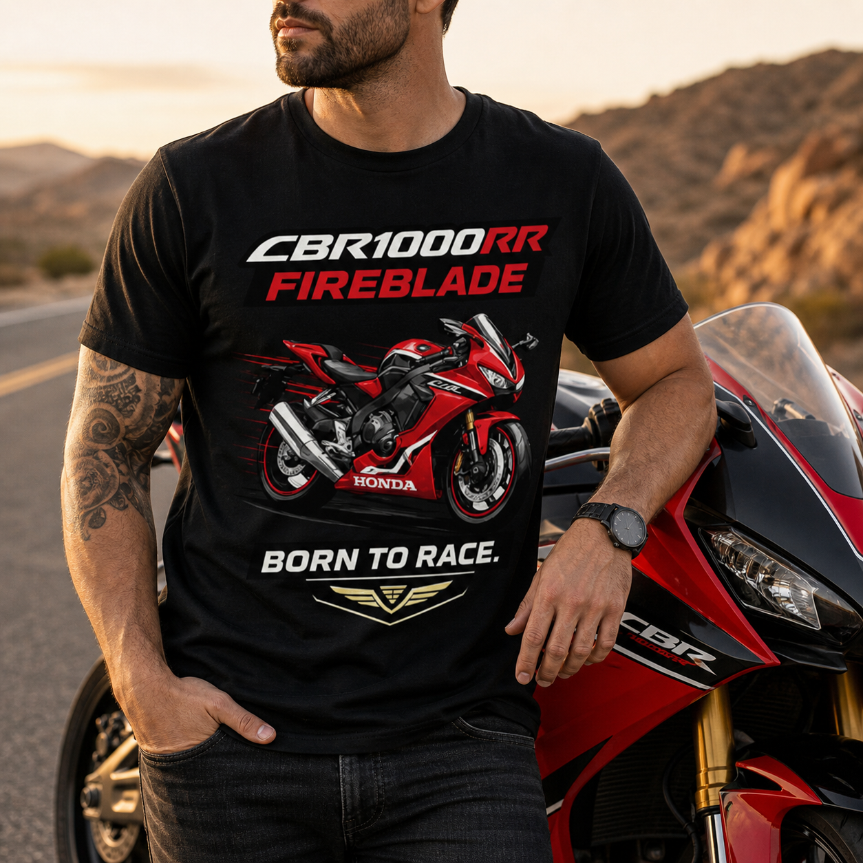 Unisex "CBR1000RR Fireblade Born to Race" Honda Motorcycle Graphic T Shirt