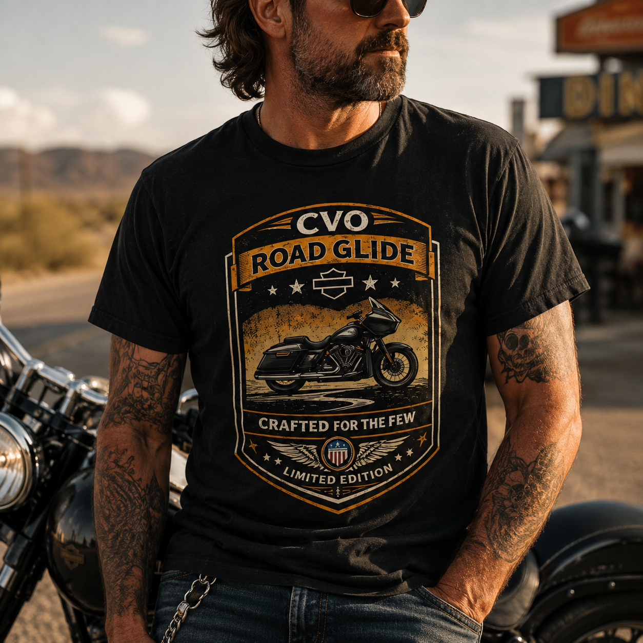 Unisex "CVO Road Glide Crafted For The Few Limited Edition" Vintage Motorcycle Graphic T Shirt