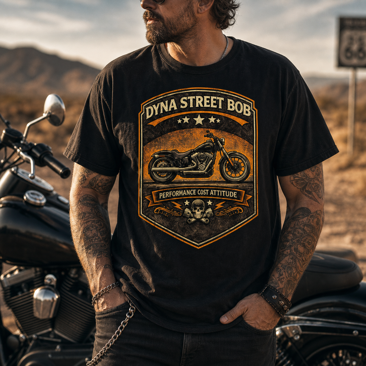 Unisex "Dyna Street Bob Performance Got Attitude" Vintage Motorcycle Graphic T Shirt