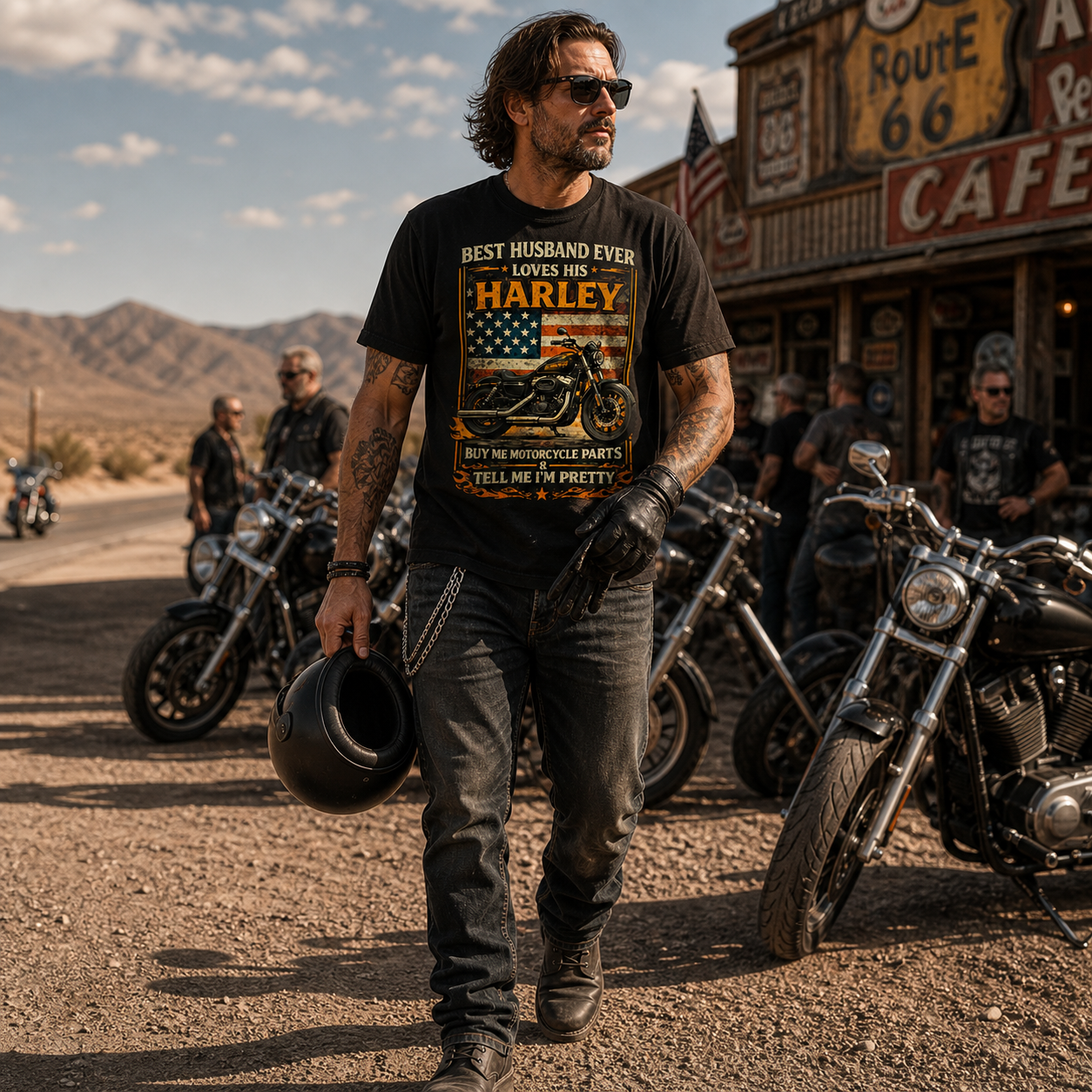 Unisex "Best Husband Ever Loves His Harley" Funny Motorcycle T Shirt