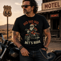 Unisex "Ho Ho Ho Let's Ride" Christmas Motorcycle Graphic T Shirt