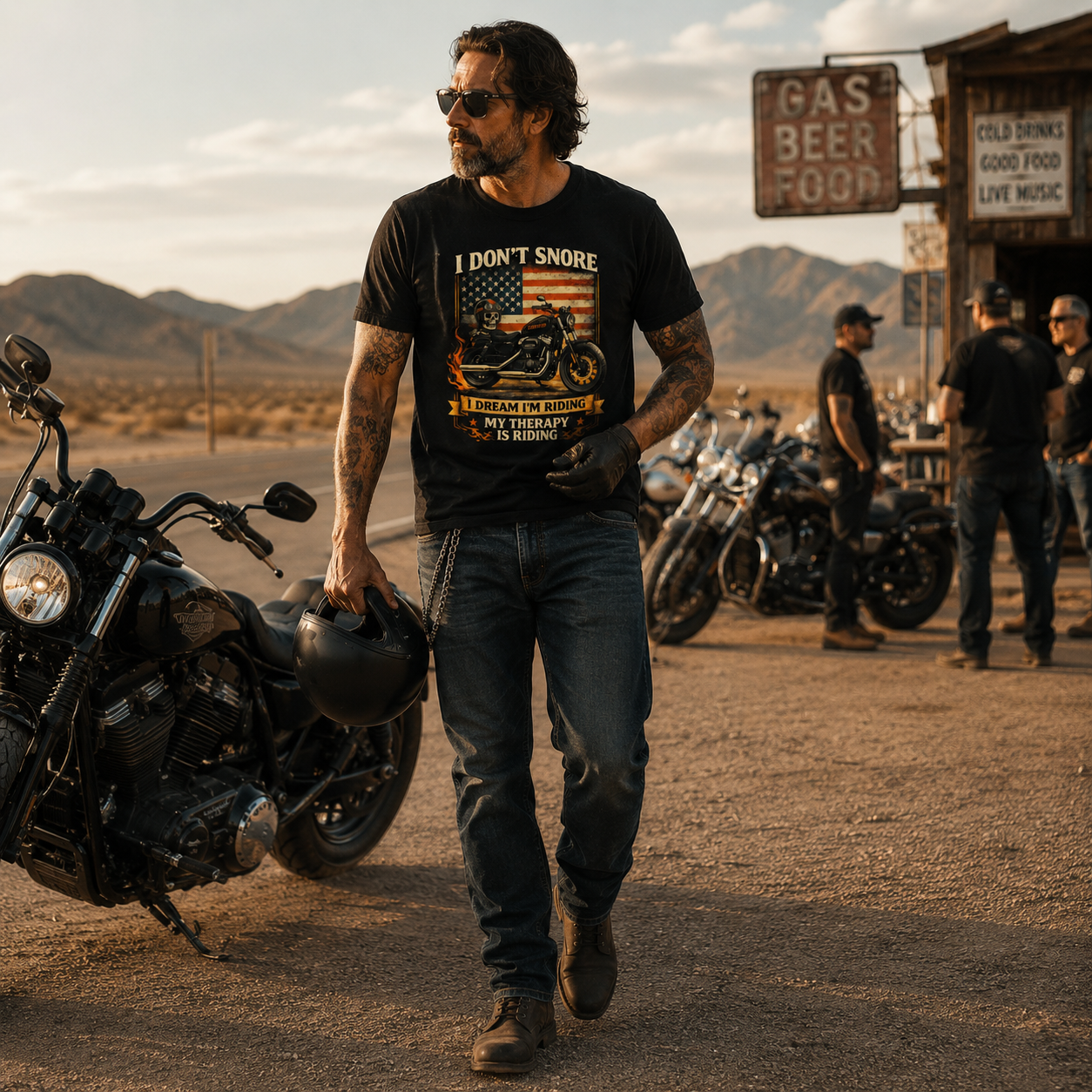 Unisex "I Don't Snore I Dream I'm Riding My Therapy Is Riding" Funny Motorcycle T Shirt