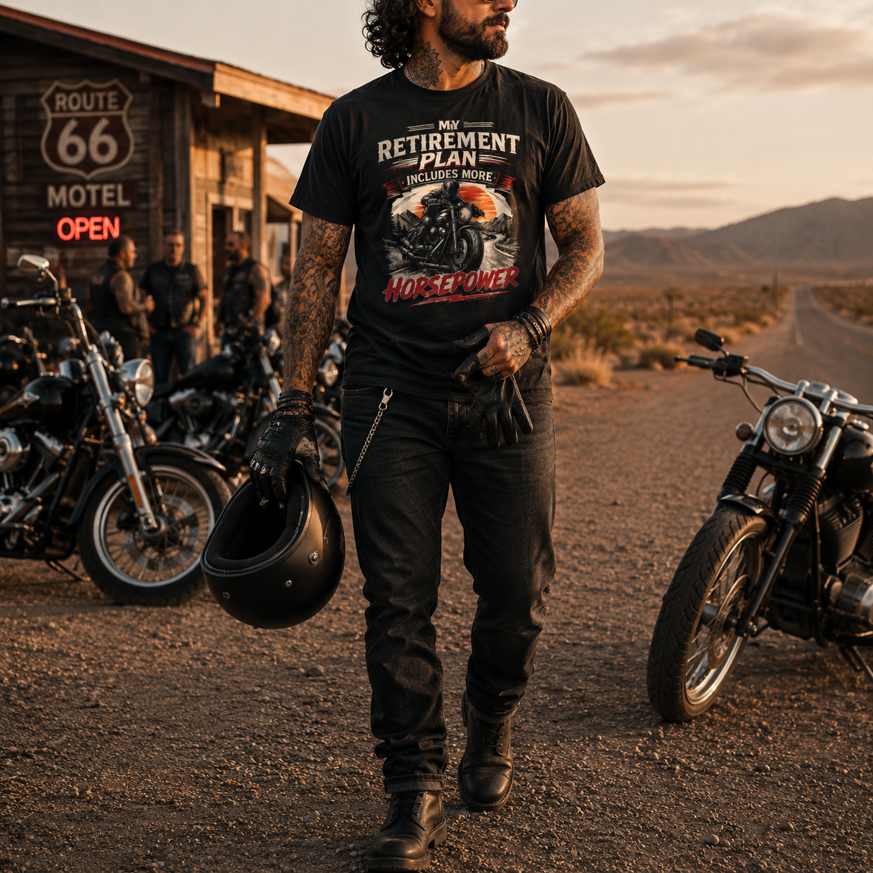 Unisex "My Retirement Plan Includes More Horsepower" Funny Motorcycle T Shirt