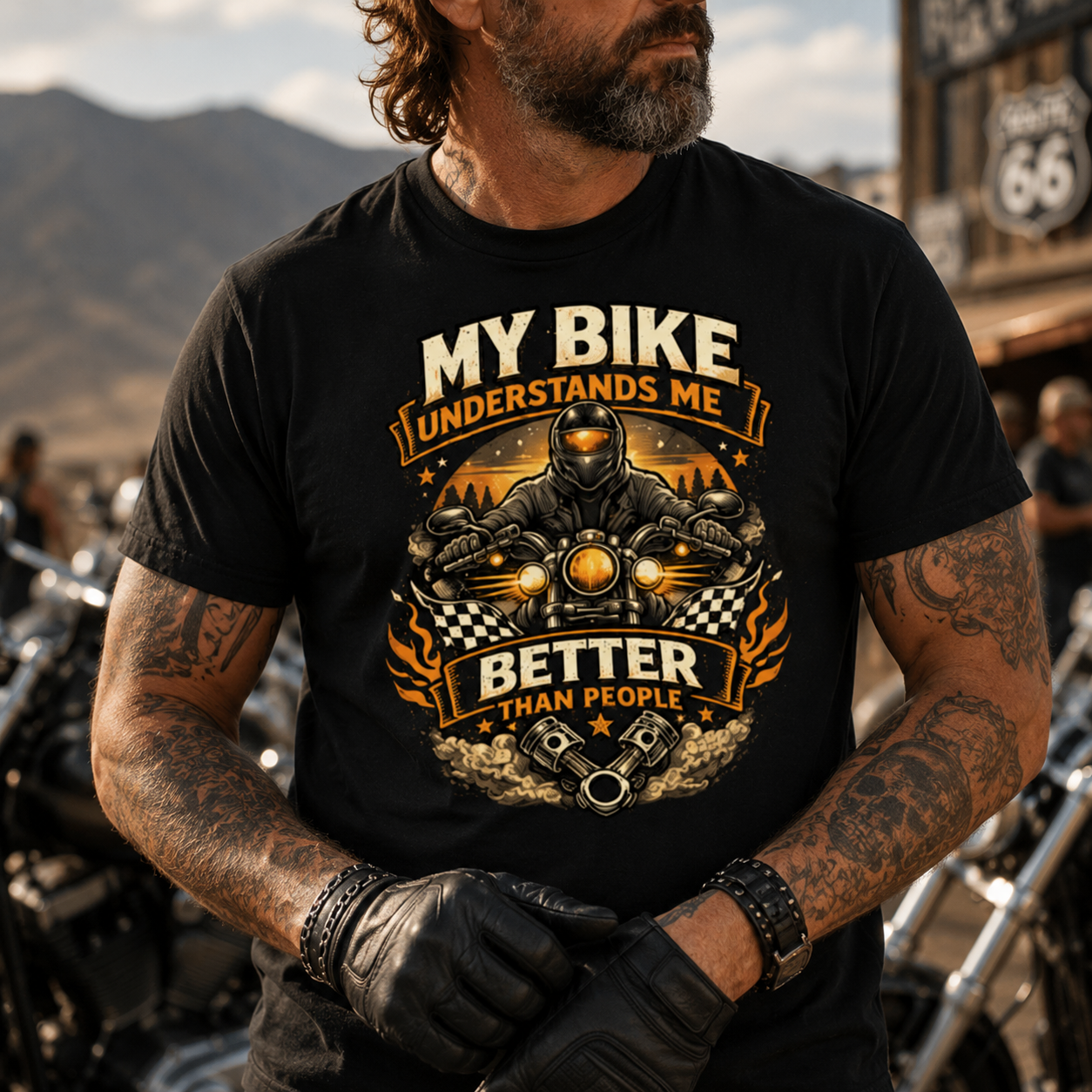 Unisex "My Bike Understands Me Better Than People" Funny Motorcycle T Shirt