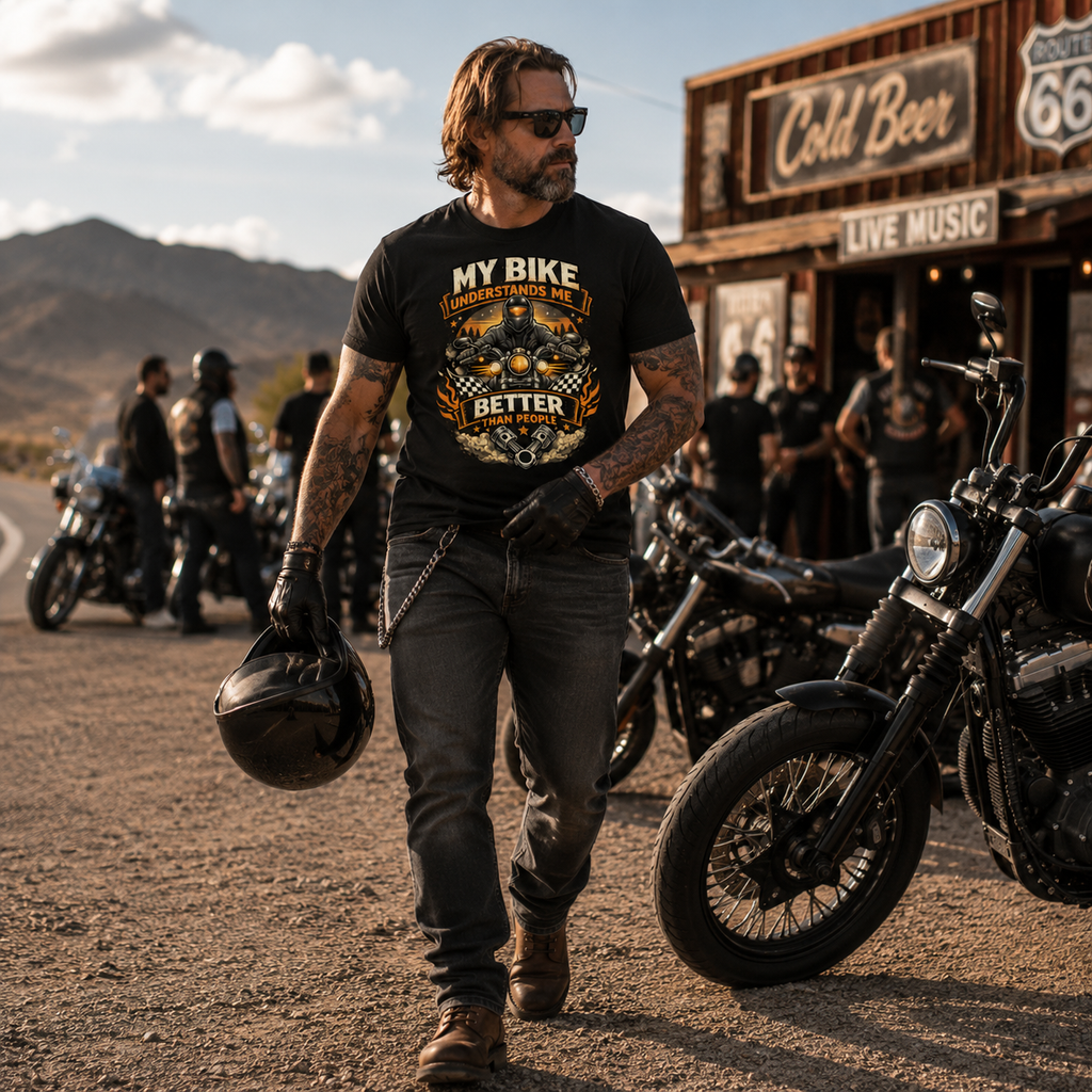 Unisex "My Bike Understands Me Better Than People" Funny Motorcycle T Shirt