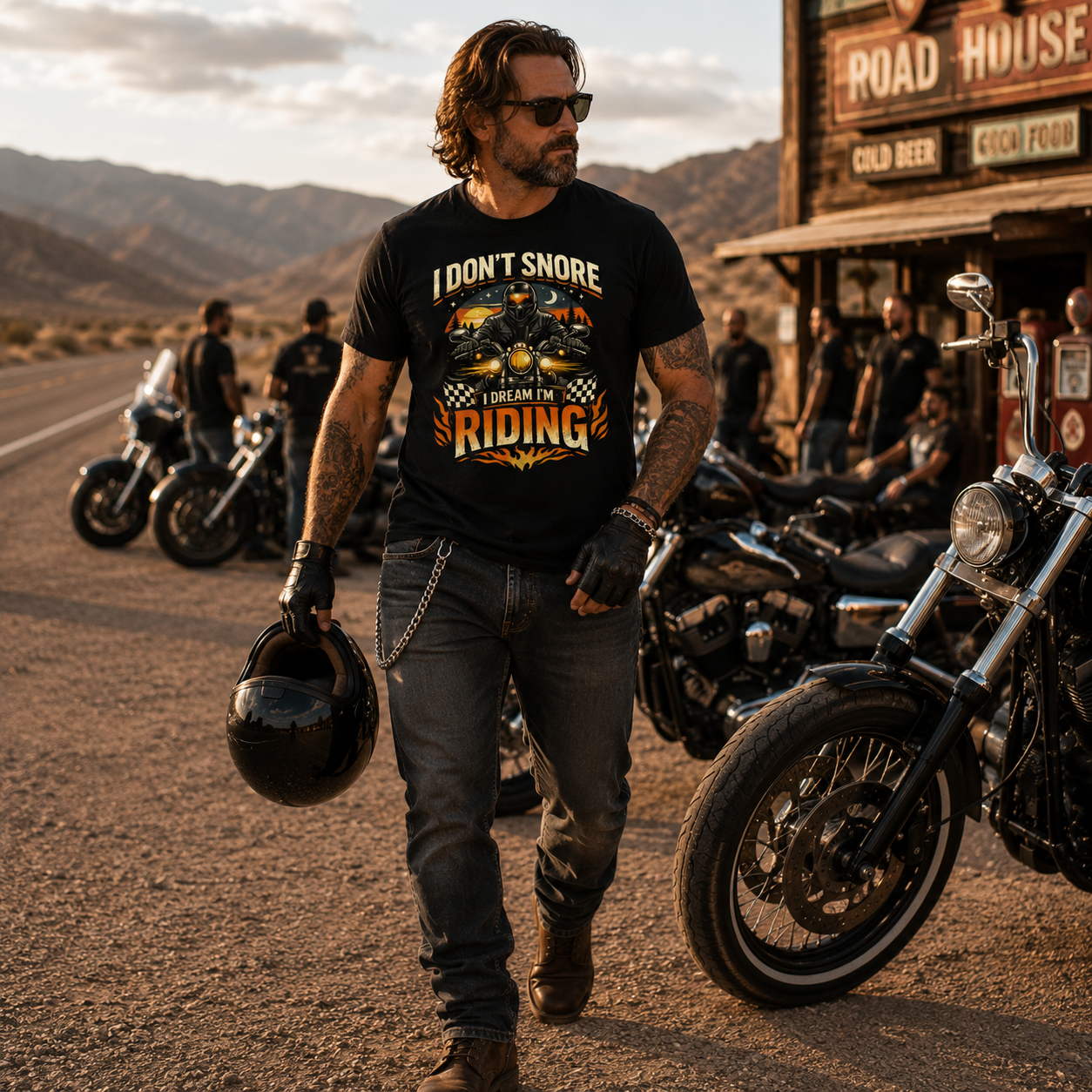 Unisex "I Don't Snore I Dream I'm Riding" Funny Motorcycle T Shirt