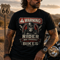 Unisex "Warning Rider May Suddenly Think About Bikes" Funny Motorcycle T Shirt