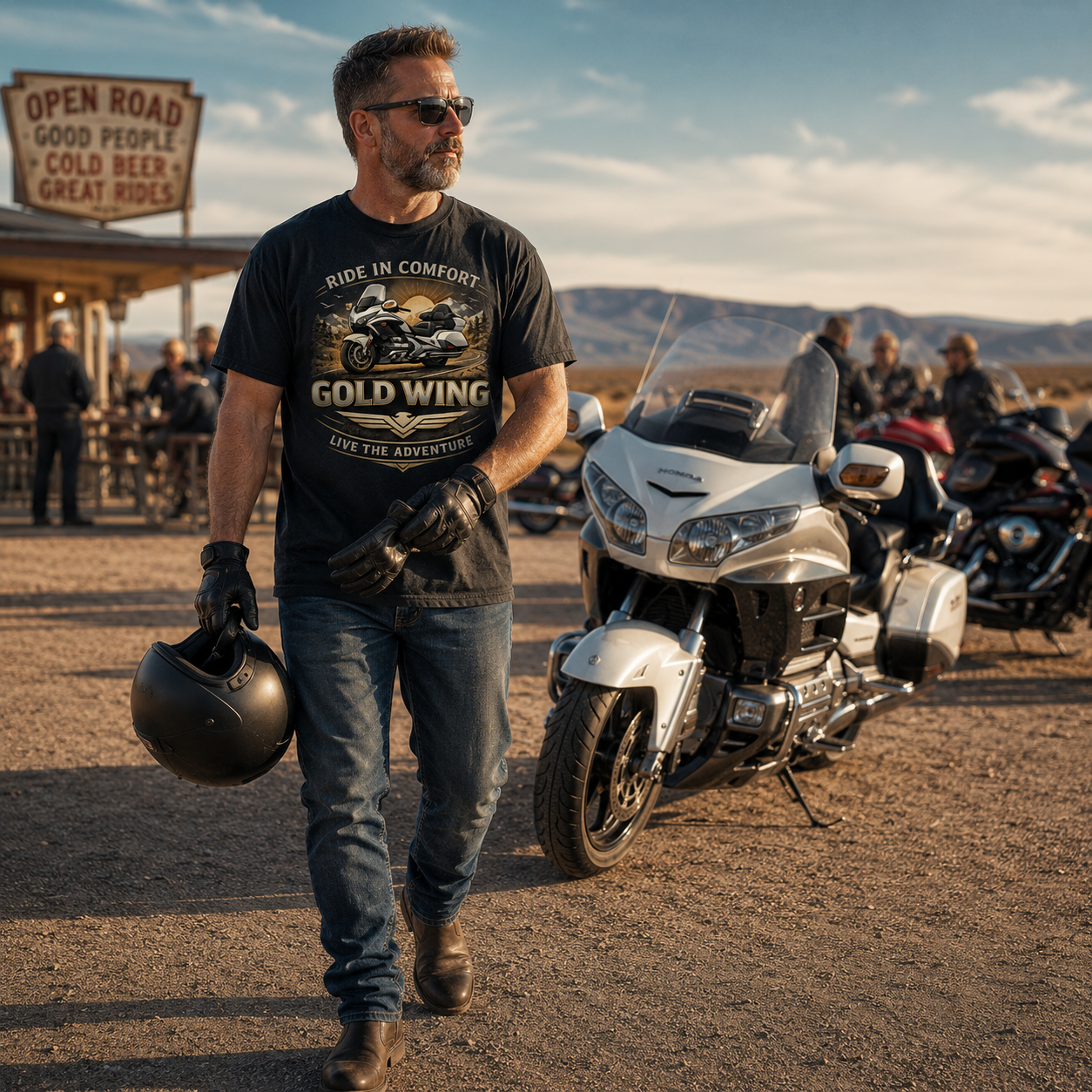 Unisex "Gold Wing Ride in Pure Comfort" Honda Motorcycle Graphic T Shirt