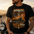 Unisex "Harley Dyna Rider" American Flag Motorcycle T Shirt