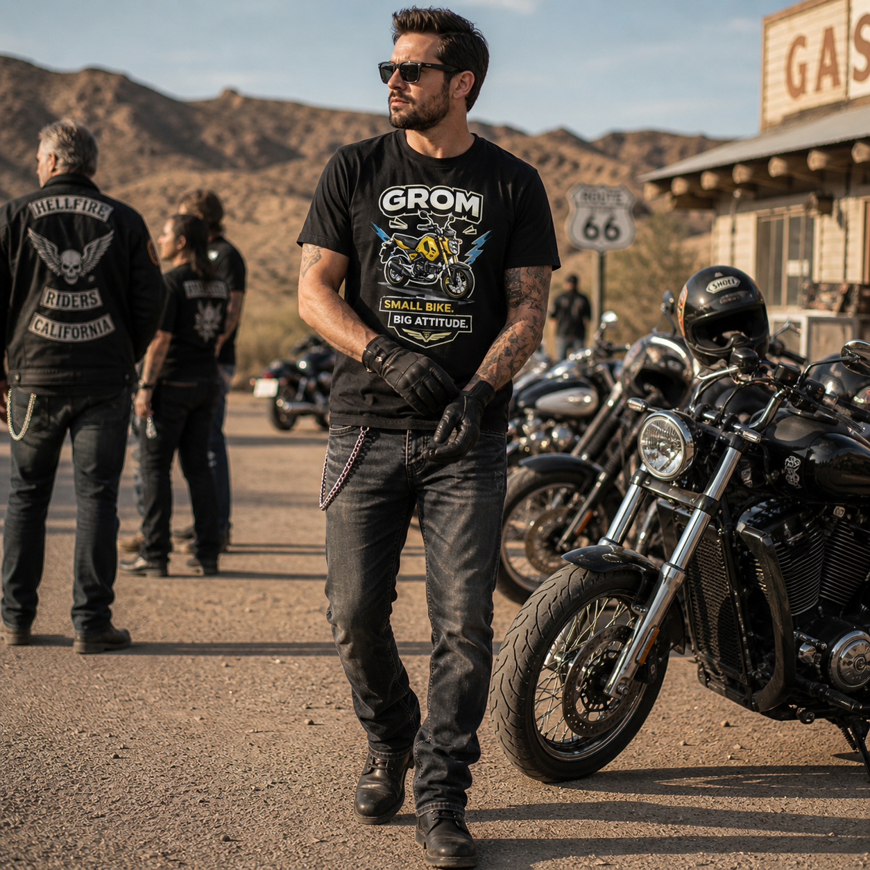 Unisex "Grom Small Bike Big Attitude" Funny Motorcycle Graphic T Shirt
