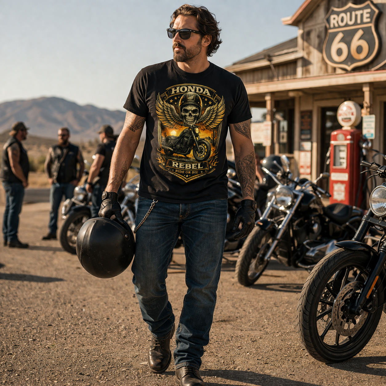 Unisex "Honda Rebel Ride or Die" Skull Motorcycle Graphic T Shirt