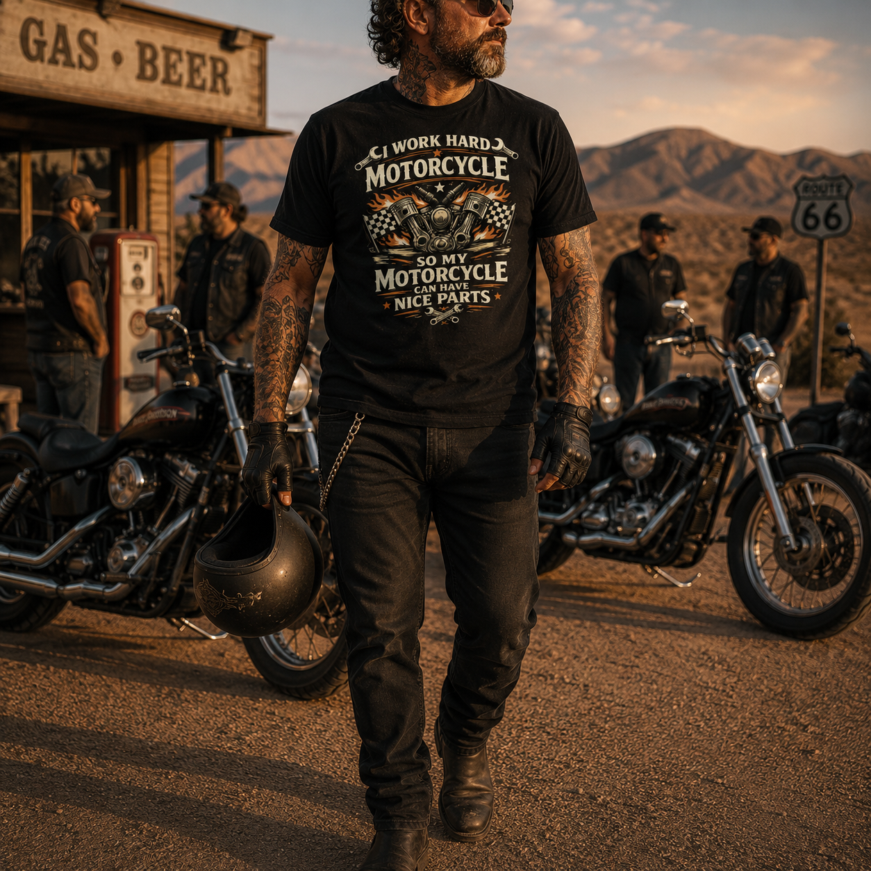 Unisex "I Work Hard So My Motorcycle Can Have Nice Parts" Funny Motorcycle T Shirt