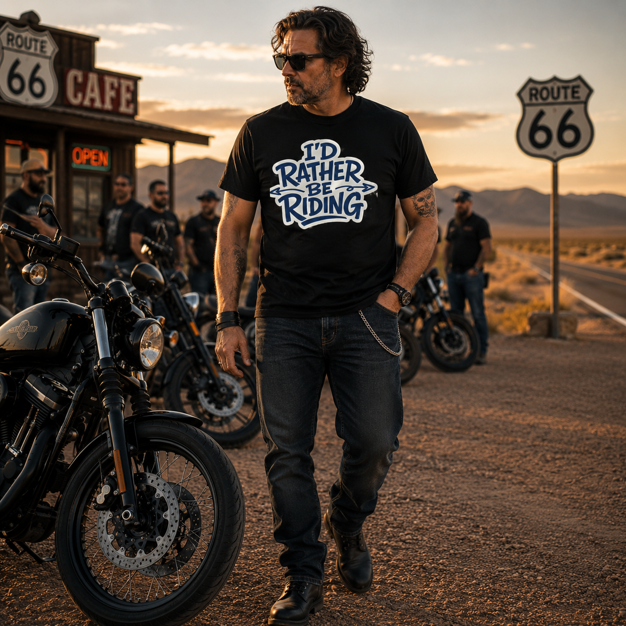 Unisex "I'd Rather Be Riding" Funny Motorcycle Graphic T Shirt