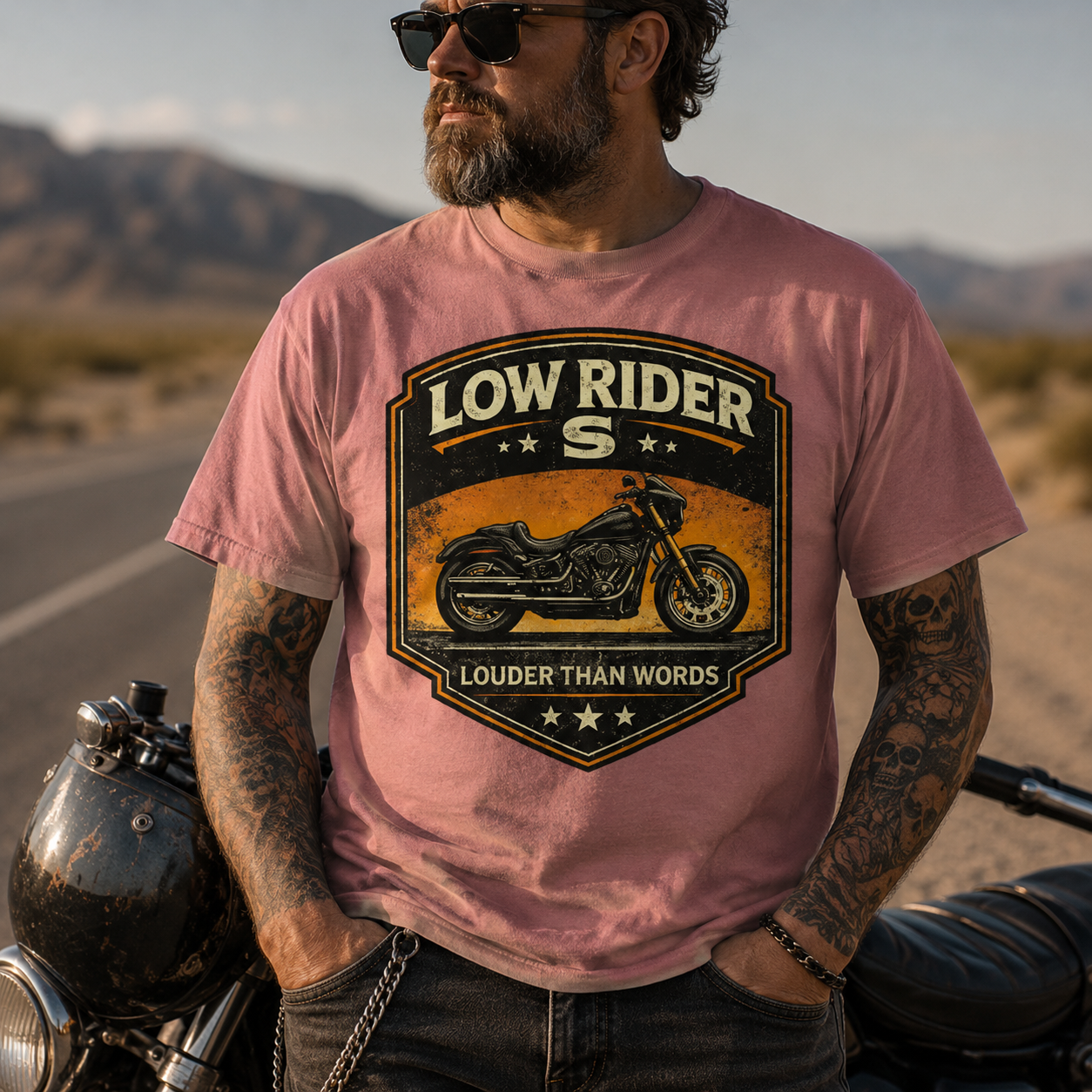 Unisex "Low Rider S Louder Than Words" Vintage Motorcycle Graphic T Shirt