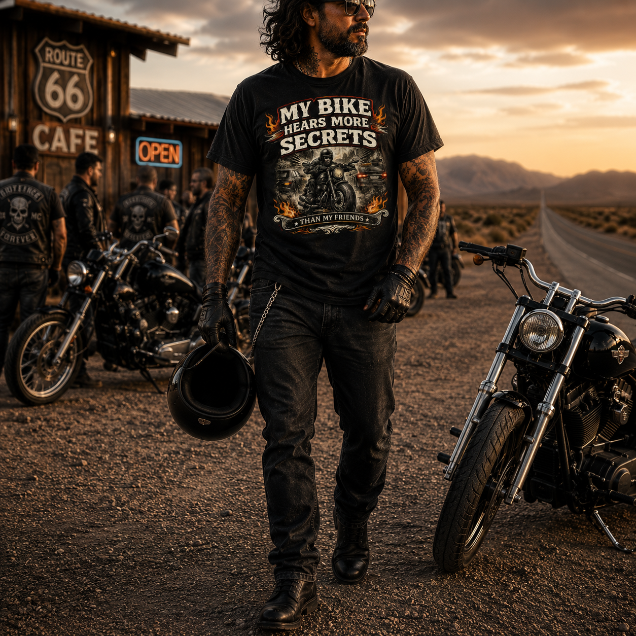 Unisex "My Bike Hears More Secrets Than My Friends" Funny Motorcycle T Shirt