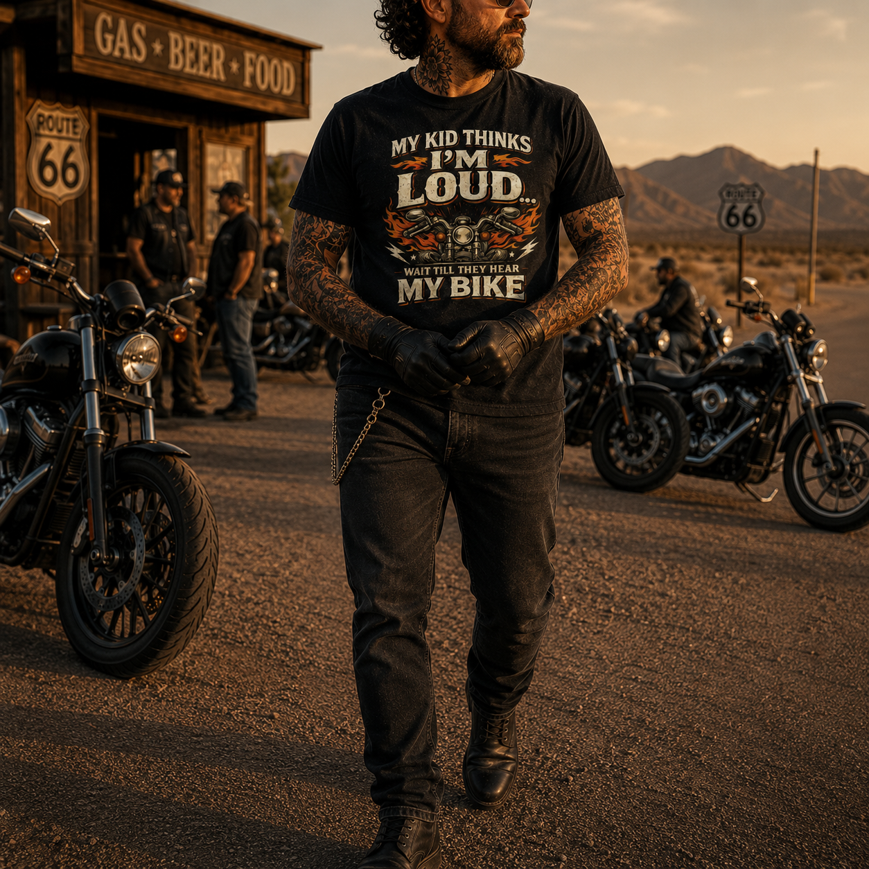 Unisex "My Kid Thinks I'm Loud Wait Till They Hear My Bike" Funny Motorcycle T Shirt