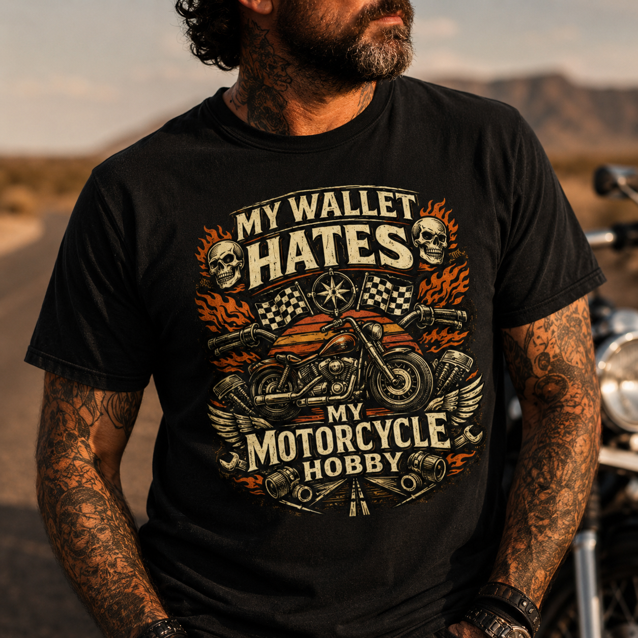 Unisex "My Wallet Hates My Motorcycle Hobby" Funny Motorcycle T Shirt
