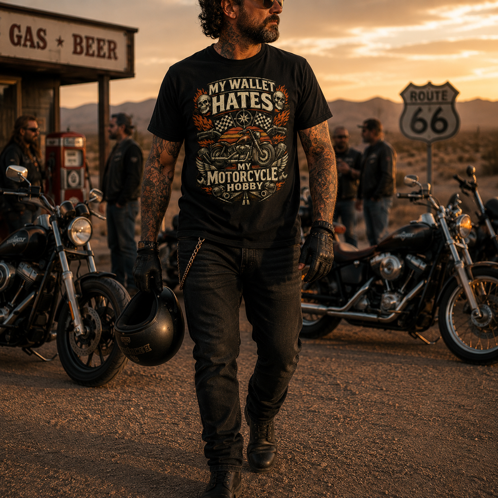 Unisex "My Wallet Hates My Motorcycle Hobby" Funny Motorcycle T Shirt