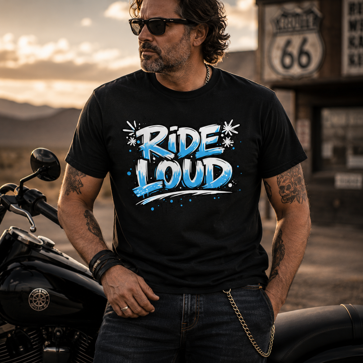 Unisex "Ride Loud" Motorcycle Graphic T Shirt