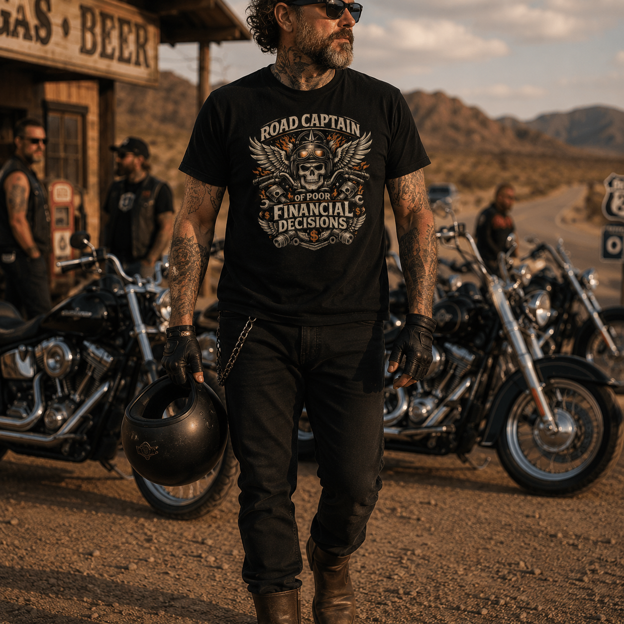 Unisex "Road Captain of Poor Financial Decisions" Funny Motorcycle T Shirt