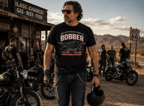 Unisex "Live Free Ride Hard" Bobber Motorcycle Graphic T Shirt