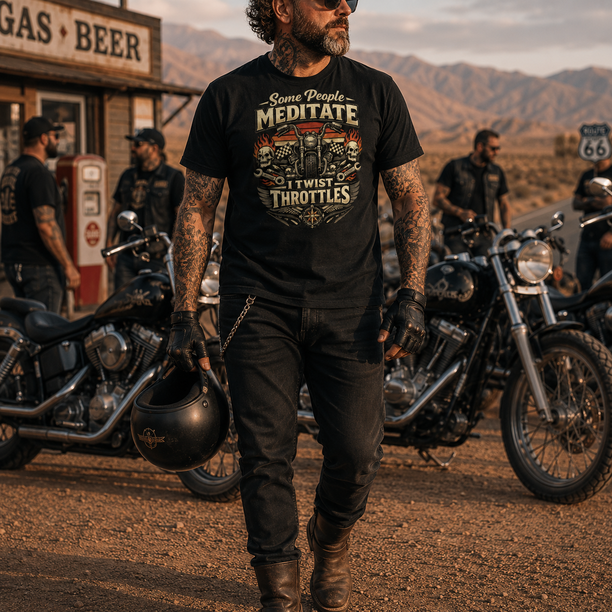 Unisex "Some People Meditate I Twist Throttles" Funny Motorcycle T Shirt