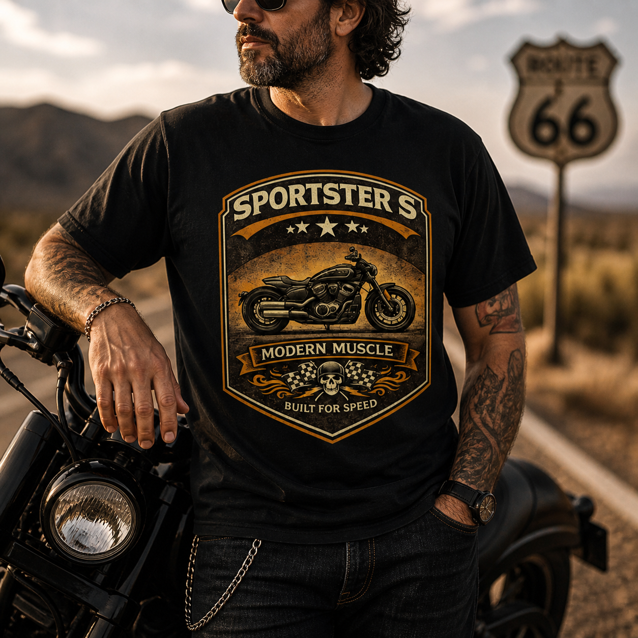 Unisex "Sportster S Modern Muscle Built For Speed" Vintage Motorcycle Graphic T Shirt