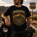 Sportster S Modern Muscle Built For Speed Vintage Motorcycle Graphic Tee main graphic tee image