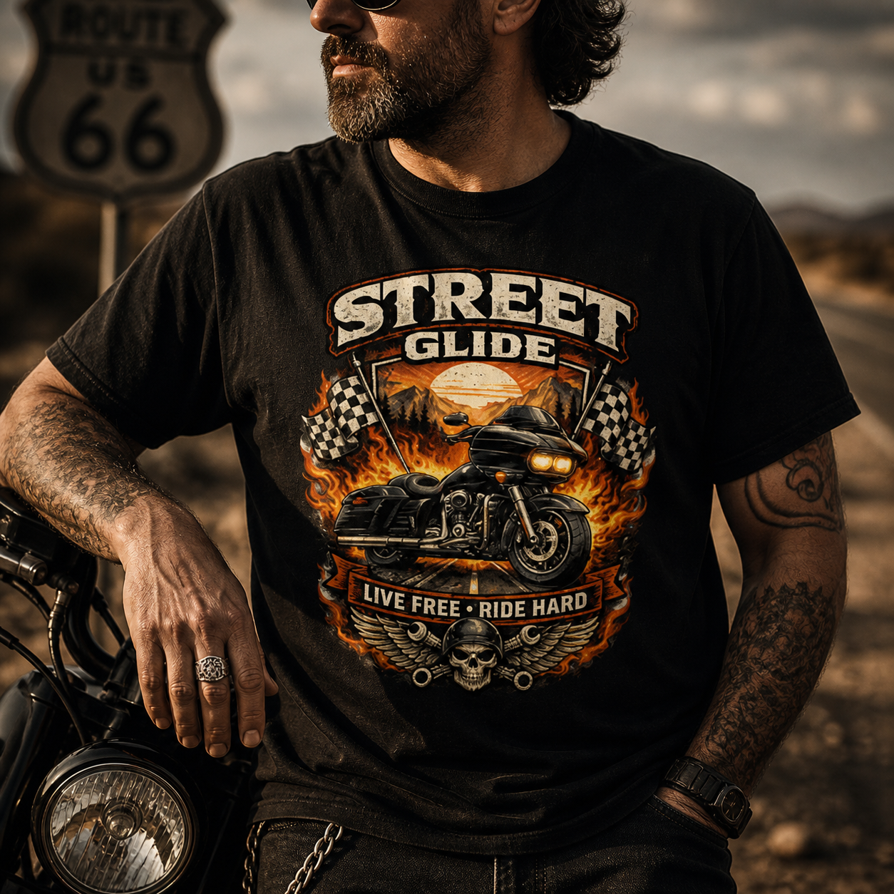 Unisex "Street Glide Live Free Ride Hard" Biker Motorcycle Graphic T Shirt