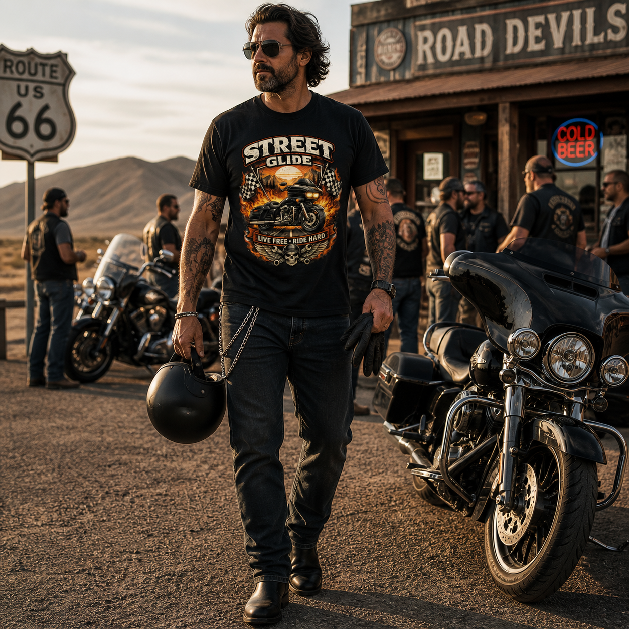 Unisex "Street Glide Live Free Ride Hard" Biker Motorcycle Graphic T Shirt