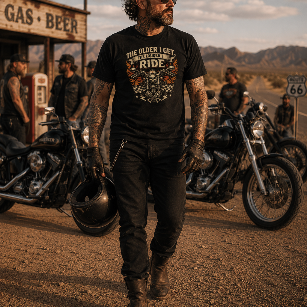 Unisex "The Older I Get The Louder I Ride" Funny Motorcycle T Shirt