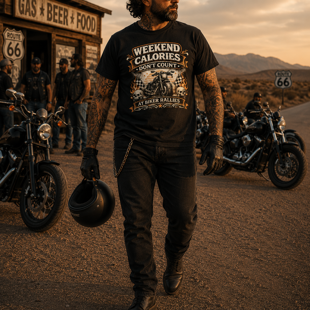 Unisex "Weekend Calories Don't Count" Funny Motorcycle T Shirt