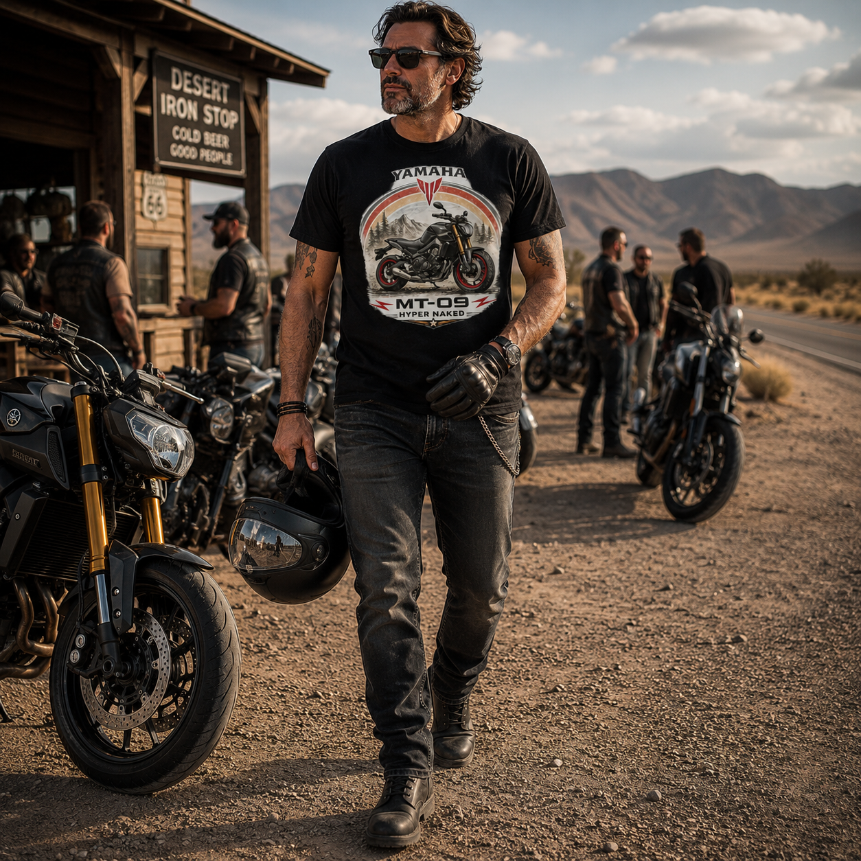 Unisex "Yamaha MT-09 Hyper Naked" Retro Motorcycle Graphic T Shirt