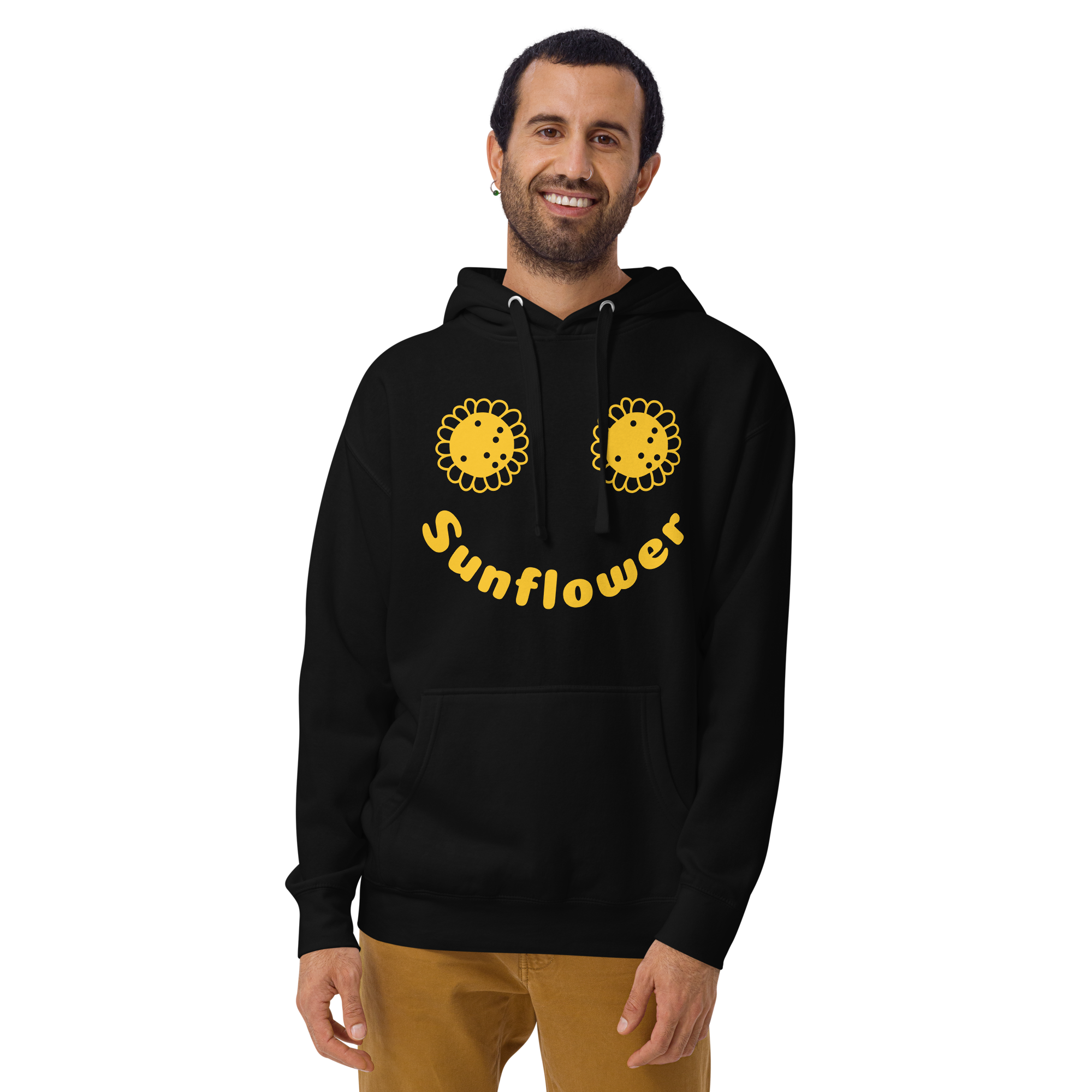 Unisex Sunflower Graphic Premium Pullover Hoodie black