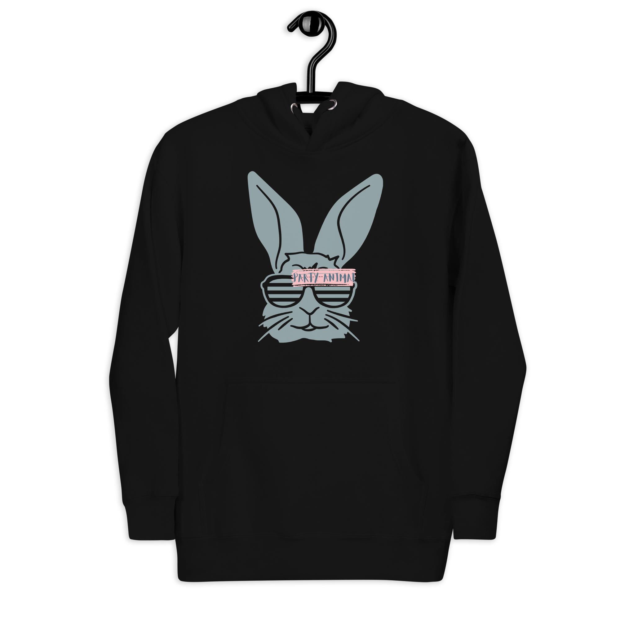 Unisex Stay Weird Bunny Graphic Premium Pullover Hoodie Black