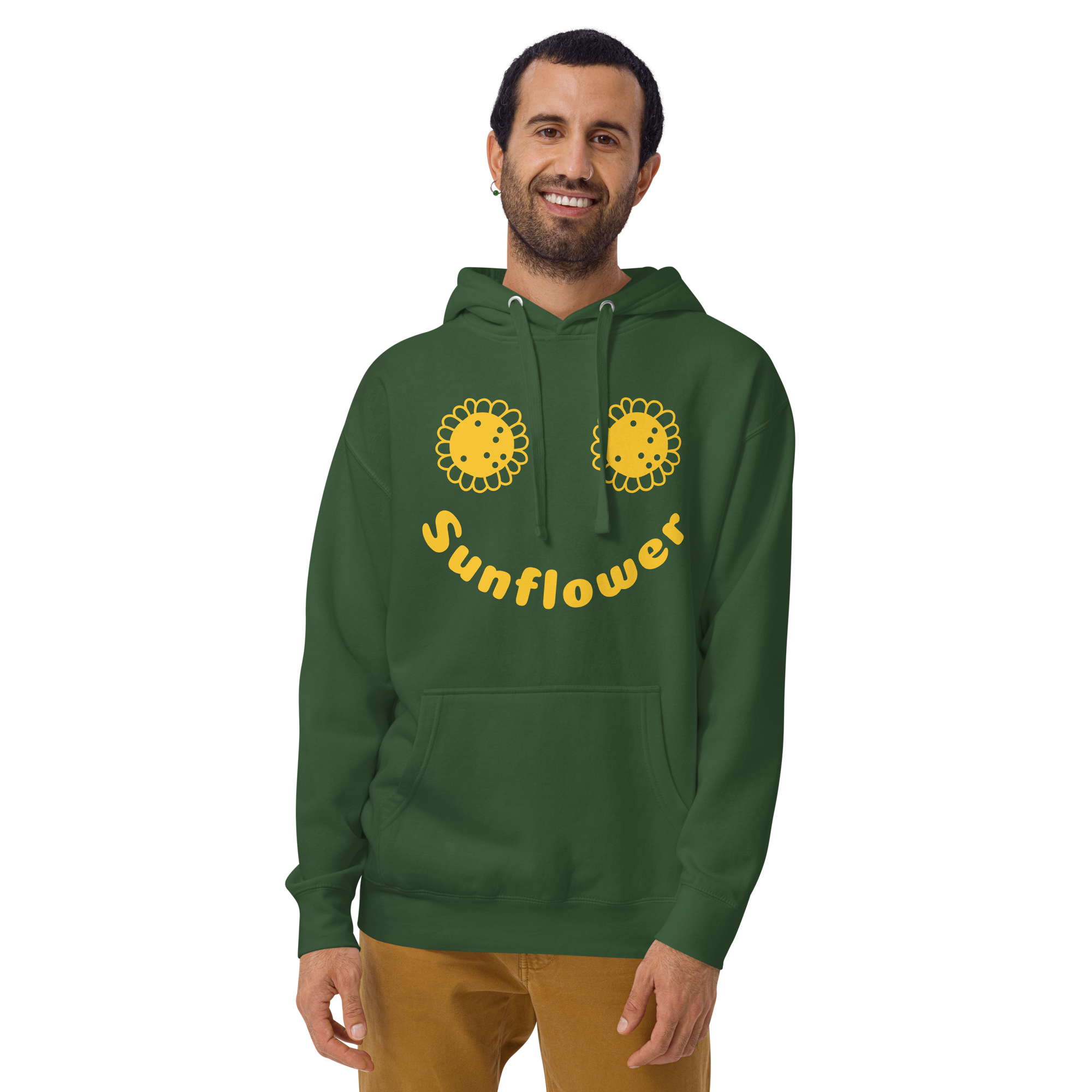 Unisex Sunflower Graphic Premium Pullover Hoodie forest-green