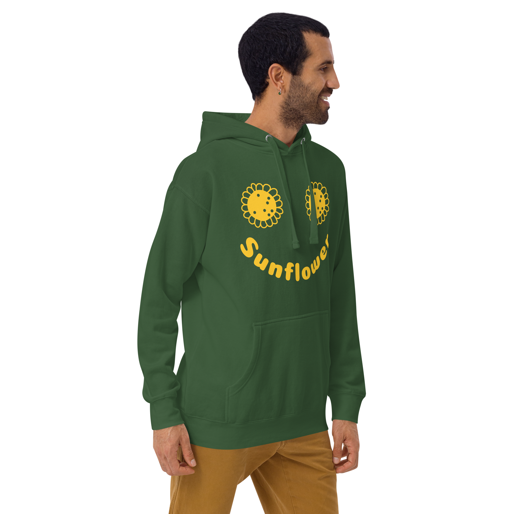 Unisex Sunflower Graphic Premium Pullover Hoodie forest-green
