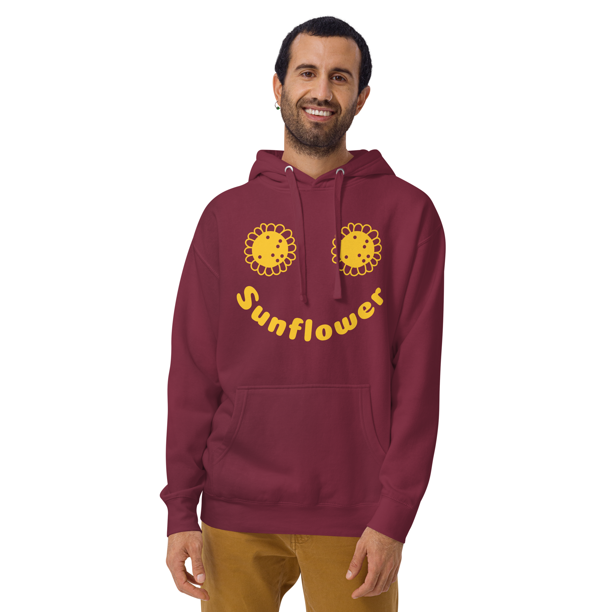Unisex Sunflower Graphic Premium Pullover Hoodie maroon
