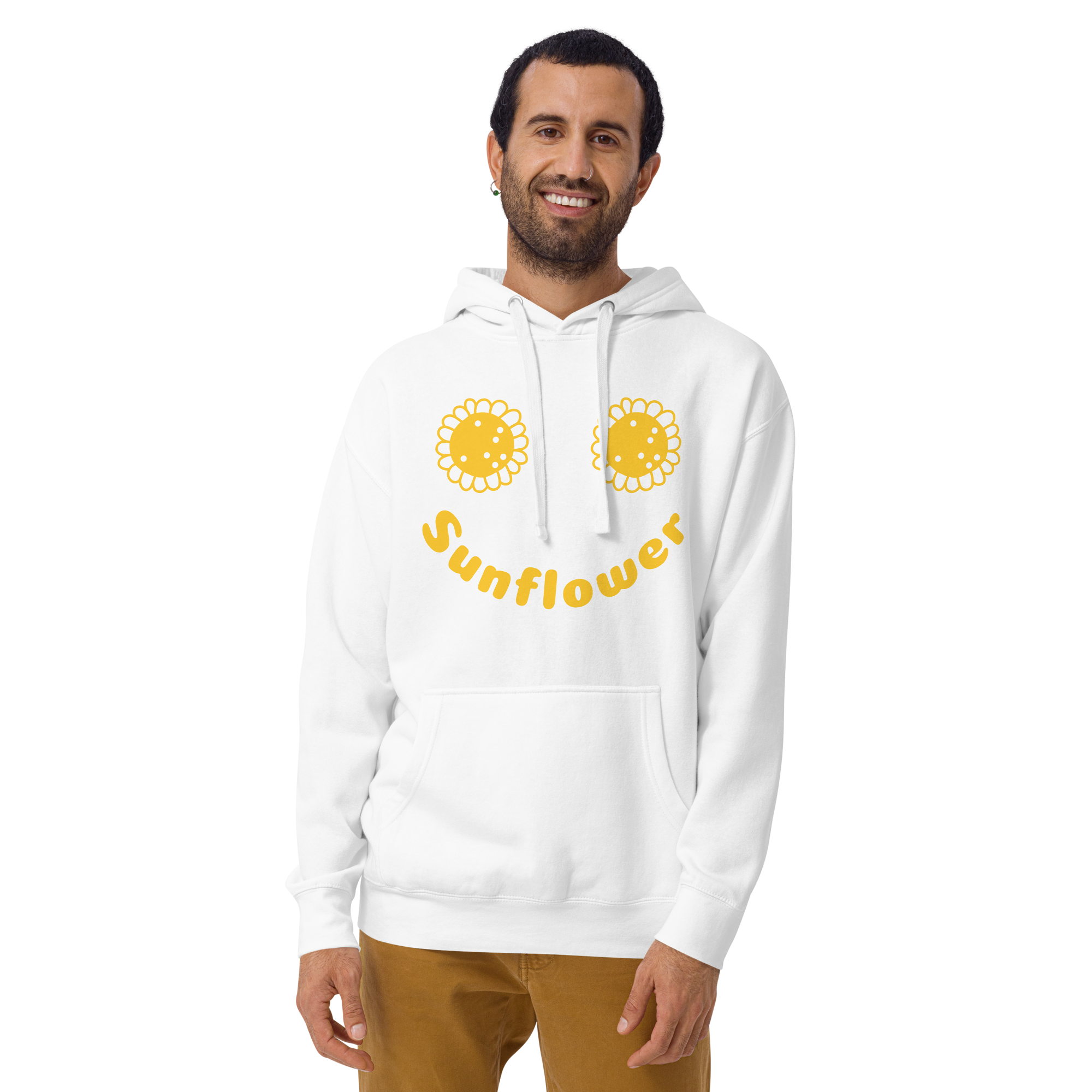 Unisex Sunflower Graphic Premium Pullover Hoodie white