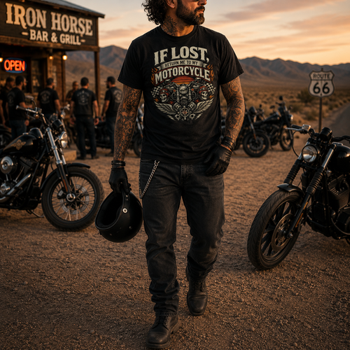 Unisex If Lost Return Me To My Motorcycle Funny Biker T Shirt