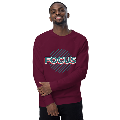 Unisex Focus Motivational Quote Raglan Printed Sweatshirt black