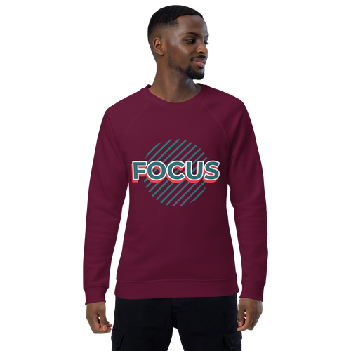Unisex Focus Motivational Quote Raglan Printed Sweatshirt black