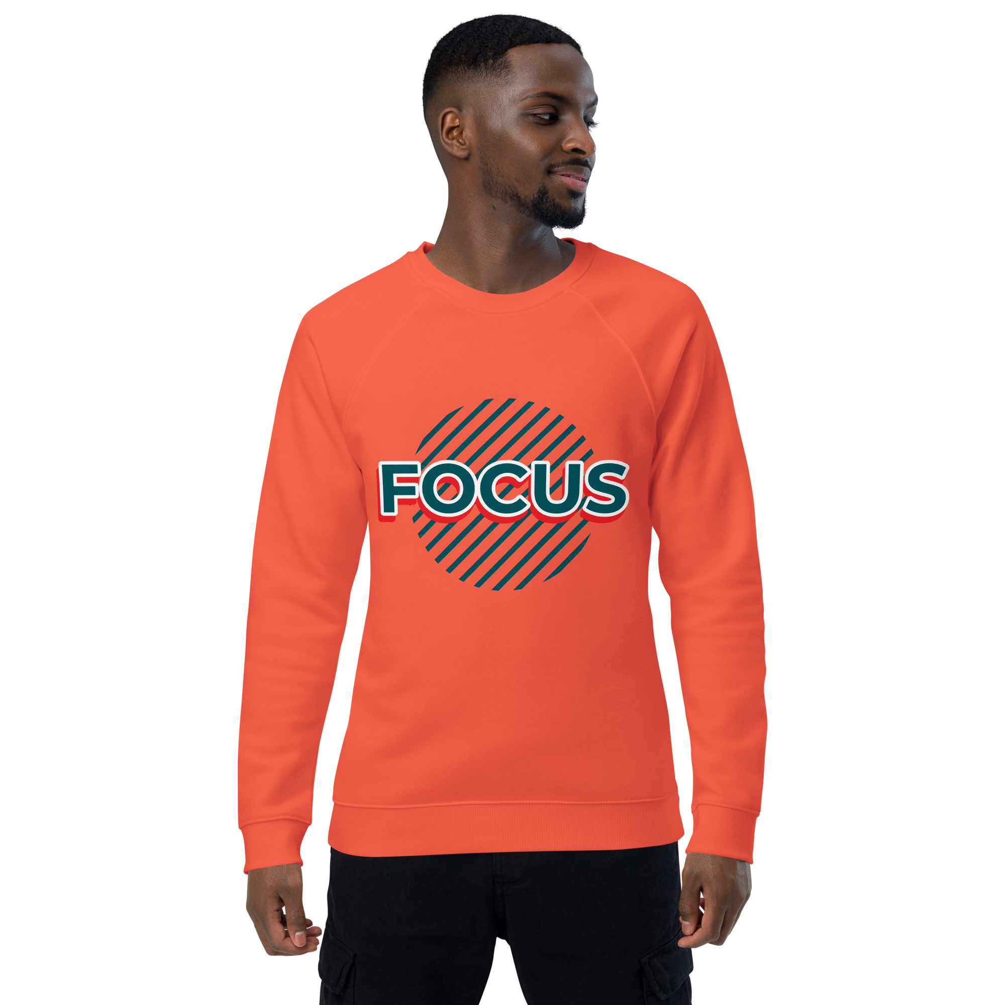 Unisex Focus Motivational Quote Raglan Printed Sweatshirt burgundy